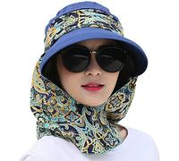 iHomey Roulez Le Chapeau de Soleil de Protection Contre Les UV UPF 50+ UV de Large Bord de visière avec Le Protecteur de Cou Bleu foncé