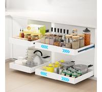 Ihomife 4 Pièce Tiroir Coulissant Cuisine, Installation double améliorée, compatible avec tous les meubles de cuisine, Tiroir Télescopique Extensible à rail robuste améliorés de 32 à 52 cm