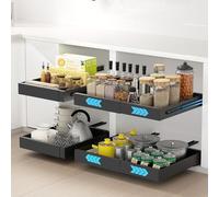 Ihomife 4 Pièce Tiroir Coulissant Cuisine, Installation Double améliorée, Compatible avec Tous Les Meubles de Cuisine, Tiroir Télescopique Extensible à Rail Robuste améliorés de 32 à 52 cm