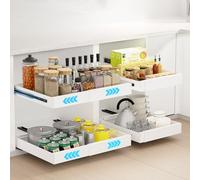 Ihomife Tiroir Coulissant Cuisine 2 Pièce, Installation double améliorée, compatible avec tous les meubles de cuisine, Tiroir Télescopique Extensible à rail robuste améliorés de 32 à 52 cm