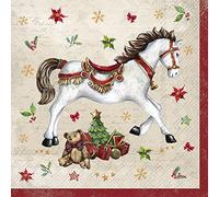 IHR Ideal Home Range - 20 serviettes en papier motif cheval festif crème 33 x 33 cm