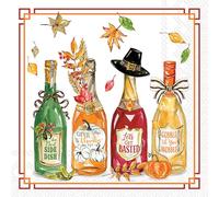 IHR Ideal Home Range Lot de 20 serviettes de cocktail jetables en papier 3 plis, 12,7 x 12,7 cm, bouteilles d'automne