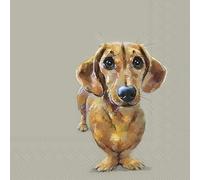 IHR Ideal Home Range Lot de 20 serviettes de fête jetables en papier triple épaisseur, 16,5 x 16,5 cm, lin Dog Buddy