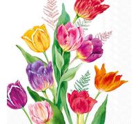 IHR Ideal Home Range Lot de 20 serviettes de fête jetables en papier triple épaisseur, 16,5 x 16,5 cm, tulipes vives