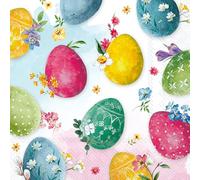 IHR Ideal Home Range Lot de 20 serviettes de fête jetables en papier triple épaisseur, 16,5 x 16,5 cm, peinture d'œufs