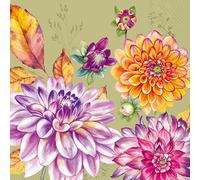 IHR Ideal Home Range Lot de 20 serviettes de fête jetables en papier triple épaisseur, 16,5 x 16,5 cm, dahlina