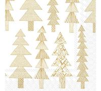 IHR Ideal Home Range Lot de 20 serviettes de table jetables en papier 3 plis, 12,7 x 12,7 cm, Kuusikossa blanc/doré