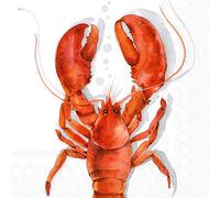 IHR Ideal Home Range - Lot de 20 serviettes en papier 3 plis, motif homard, corail, 16,5 x 16,5 cm