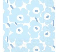 IHR Ideal Home Range Marimekko Lot de 20 serviettes de fête jetables en papier 3 plis, 16,5 x 16,5 cm, mini Unikot (bleu clair)