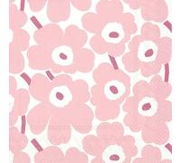IHR Ideal Home Range Marimekko Lot de 20 serviettes de fête jetables en papier 3 plis, 16,5 x 16,5 cm, mini Unikot (rose clair)