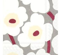 IHR Ideal Home Range Marimekko Lot de 20 serviettes de fête jetables en papier triple épaisseur, 16,5 x 16,5 cm, gris et crème