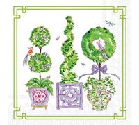 IHR Ideal Home Range Rosanne Beck Lot de 20 serviettes de table jetables en papier 3 plis, 12,7 x 12,7 cm, topiaires violets et verts