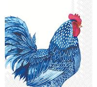 IHR - L 906000 - Lot de 20 serviettes de table en papier, poulet, bleu prunage, 16,5 x 16,5 cm, 3 épaisseurs