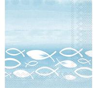 IHR L999542 Lot de 20 serviettes de table Motif essaim de poissons Turquoise 33 x 33 cm