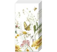 IHR Lot de 10 mouchoirs en papier, motif fleurs sauvages et papillons, 21 x 21 cm, pour décoration printanière