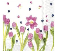 IHR Lot de 20 serviettes de table en papier Motif tulipe