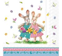 IHR Serviette Danse du Printemps 20 pcs. 33x33 cm Pâques Papierdeko Technique de serviettes Decoupage imprimé d'un côté en quatre parties