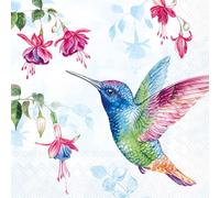 IHR Ideal Home Range Lot de 20 serviettes de fête jetables en papier 3 plis, 16,5 x 16,5 cm, colibri (bleu clair)