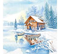 IHR Serviette de table La maison du lac, 33 x 33 cm, 20 pièces, pour la décoration, serviettes en papier pour la décoration de table, fête, célébration et occasions