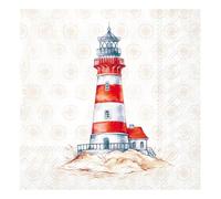 IHR Serviette de table Phare Rouge - Blanc 33x33cm Serviettentechnik Motif Serviette de table