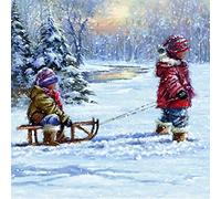 IHR Serviette de table Winterschlittenfahrt 33x33cm 20 pcs Serviette de table en papier Serviettage