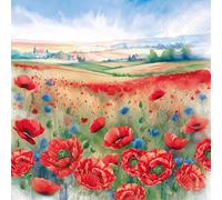 IHR serviette papier coquelicots 33x33 cm 20 pcs. décoration d'été imprimé d'un côté parfait pour découpage décoration de table loisirs créatifs motif d'été