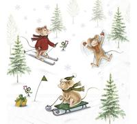 IHR Serviette Snow Fun 20 pcs. 33x33 cm papier imprimé d'un côté blanc motif d'hiver motif quart idéal pour le serviettage et le découpage
