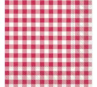 IHR TAVERNA Lot de 20 serviettes de table en papier Motif vichy Rouge 33 cm