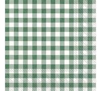 IHR TAVERNA Lot de 20 serviettes de table en papier Motif vichy Vert 33 cm