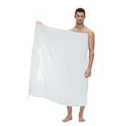 IHRAM Couverture 2 pièces Blanc Hajj Umra Hommes Garçon Adolescent Ahram FBA (Adulte (210 x 105 cm)