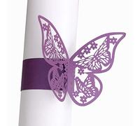 ihreesy Rond de Serviette en Forme de Papillon, 50 Pièces Porte-Boucle de Serviette en Papier Papillon 3D Décoration de Table de Mariage Décoration de Dispersion Boucles de Serviette,Violet Foncé