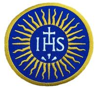 IHS Patch (8,9 cm) Ignace of Loyola Society of Jésus Jésuites Badge thermocollant Symbole de l'Église Catholique Emblème Chrétien Emblème Cadeau Patchs