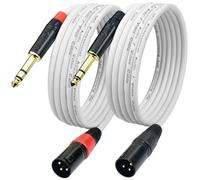 Ihurllu Lot de 2 câbles adaptateurs XLR mâle vers TRS 1/4 1,5 m, stéréo équilibré de 6,35 mm vers haut-parleur XLR à 3 broches, couleur blanche, plaqué or, pour interface audio de moniteur de studio
