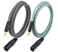 Ihurllu Lot de 2 câbles de microphone 3,5 mm vers XLR mâle, 2 m, stéréo 1/8 mini TRS vers XLR mâle, asymétrique, en nylon tressé, blindé OFC, pour mixeur, haut-parleur, appareil photo