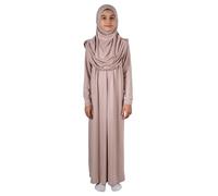 ihvan online Abaya de Prière pour Fille avec Hijab, Robe Islamique Longue Une Pièce pour Enfants, Cadeau Ramadan, Mode Modeste, Écru