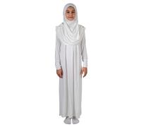 ihvan online Abaya de Prière pour Fille avec Hijab, Robe Islamique Longue Une Pièce pour Enfants, Cadeau Ramadan, Mode Modeste, Blanc