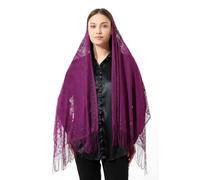 ihvan online, Châle léger pour femme, foulard hijab, châle en tulle doux, chapelle, voile en dentelle, fuchsia, 60x160 cm
