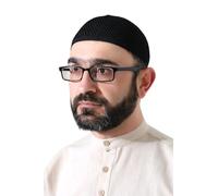 ihvan online Chapeaux Kufi en tricot de qualité supérieure pour homme, taqiya, takke, peci, casquettes islamiques, taille standard, Noir , Taille unique