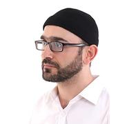 ihvan online Chapeaux Kufi turcs en velours à bord enroulable pour homme, taqiya, takke, peci, casquettes islamiques, cadeaux islamiques, noir, Taille unique
