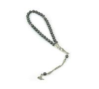 ihvan online, Chapelet de prière islamique (6 mm - 33 perles), pierre naturelle musulmane, dhikr Tasbeeh, cadeau pour Ramadan, Hajj Umrah, chapelet musulman en pierre hématite, gris