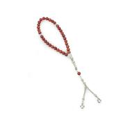 ihvan online, Chapelet de prière islamique (8 mm - 33 perles), pierre naturelle musulmane, dhikr Tasbeeh, cadeau pour Ramadan, Hajj Umrah, chapelet musulman en pierre d'agate, orange