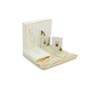 Ihvan Online Coffret cadeau de prière pour homme et femme Tapis de prière musulmane Perles taasbih Coran arabe Coffret cadeau islamique pour le Ramadan et l'Aïd, blanc