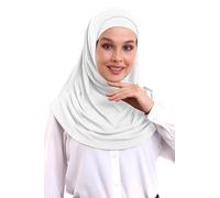 ihvan online, Foulard hijab pour femme, prêt à porter, léger et confortable, turban instantané, jersey, pré-déployé, blanc, taille unique