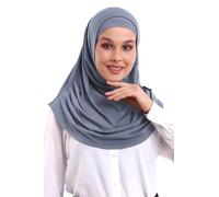 ihvan online, Foulard hijab pour femme, prêt à porter, léger et confortable, turban instantané, jersey, pré-déployé, gris, taille unique