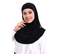 ihvan online, Foulard hijab pour femme, prêt à porter, léger et confortable, turban instantané, jersey, pré-déployé, noir, taille unique