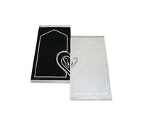 ihvan online, Lot de 2 tapis de prière musulmane pour couple - Tapis de prière doux pour homme et femme - Motif cœur - Cadeau islamique pour le Ramadan, l'Aïd, la Saint-Valentin, blanc et noir