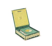 ihvan online, Lot de 3 boîtes cadeau pour prière islamique avec coran recouvert de velours au format de poche avec inscription « Tesbih » et couvercles intérieurs pour le Ramadan, l'Aïd et la douche