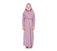 ihvan online Robe musulmane une pièce pour fille, robe de prière islamique à manches longues avec hijab, Couleur rose., 8-12 ans