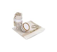 Ihvan Online Tapis de prière Musulman avec Boîte-Cadeau Élégant de Conception | Janamaz | Sajadah | Tapis de prière en Tissu Taffetas, Blanc