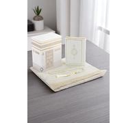 ihvan online Tapis de prière musulman et coran avec perles de prière, boîte décorative Kaaba, cadeau islamique pour homme et femme, ensemble élégant pour le Ramadan, l'Aïd, la Umra, anniversaire